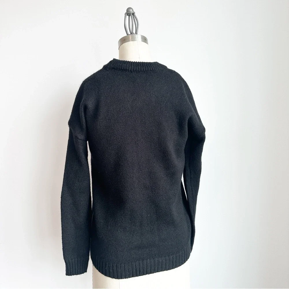 a.n.a A New Approach Black Sweater Star Print  Long Sleeve Pullover Small